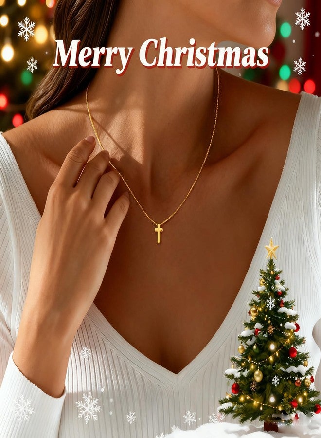 Carffordo Christmas Gift Cross Necklaces for Women - Dainty Small 14K Gold Plated Pendant Simple Box Chain Necklace Trendy Jewelry - Image 4
